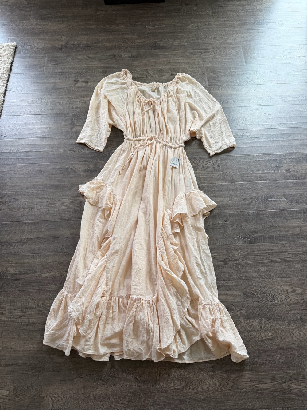 Free People Peasant Ruffle Maxi Dress in Blush Cream